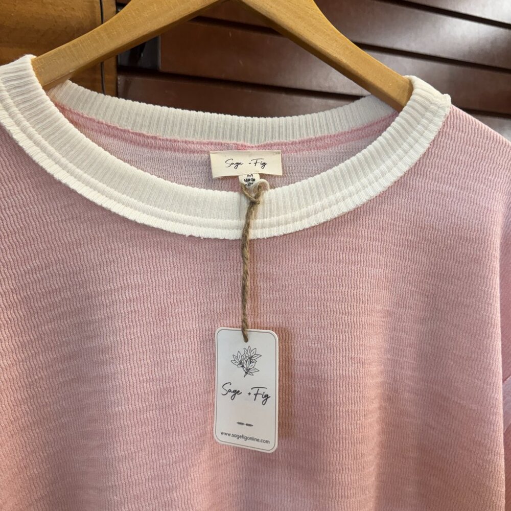 Pink + Red Starry Ribbed Shirt - Picture 3 of 8